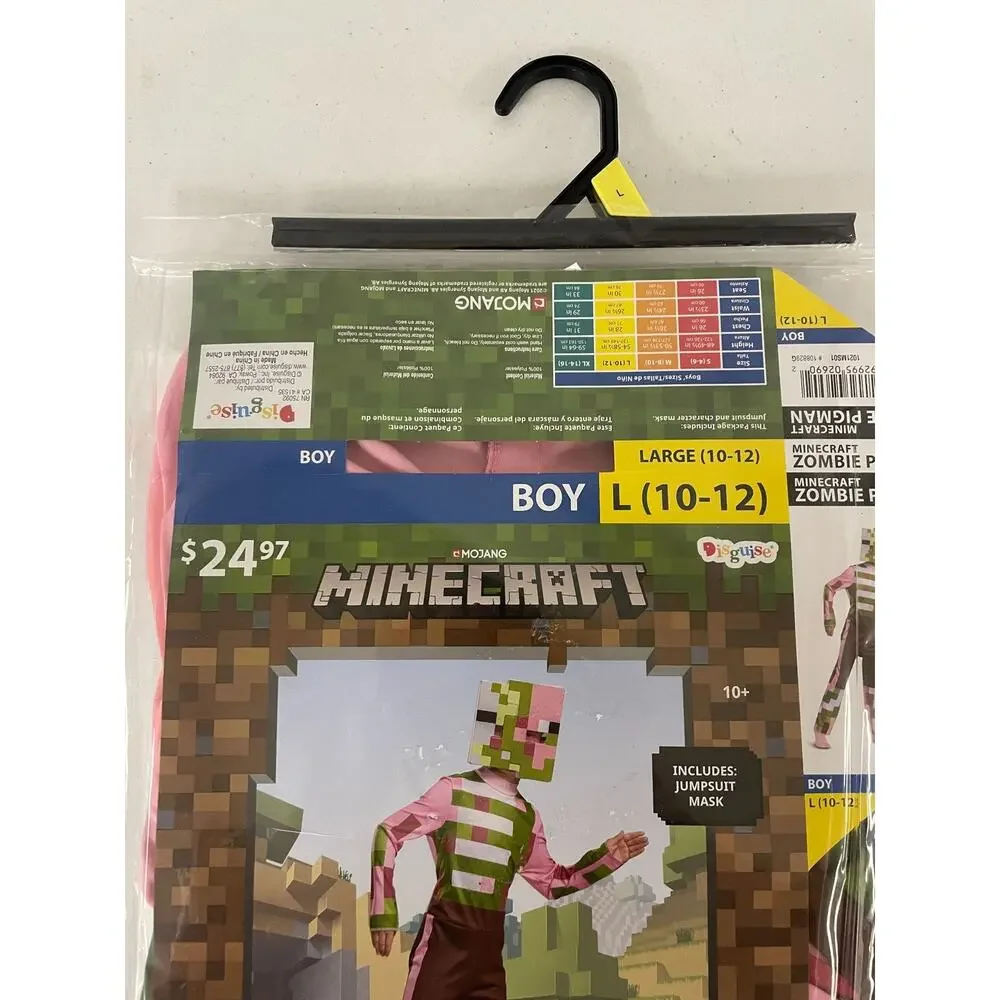 DISGUISE Minecraft Zombie Pigman Costume Jumpsuit Mask Boy L (10-12) New